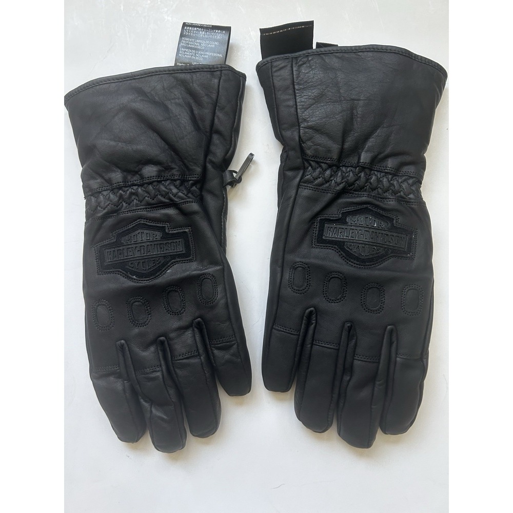 HARLEY DAVIDSON MOTORCYCLE GLOVES INSULATED LEATHER SIZE L H-6 - Picture 2 of 5